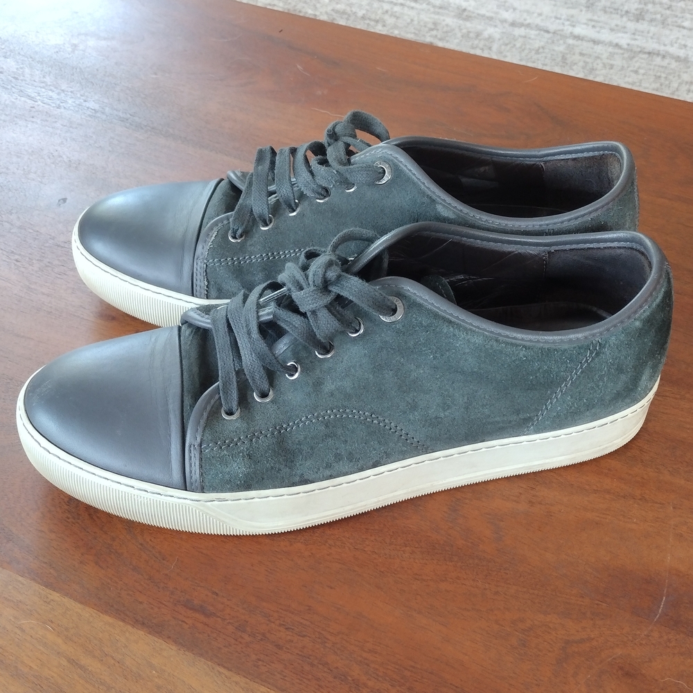 Lanvin Dark Green Suede Sneakers